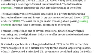 Franklin Templeton Launches Alt coin Fund