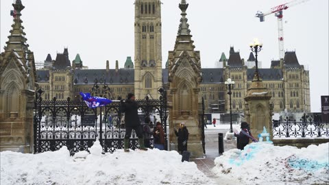 Trump No More Bullshit flag guy at Parliament Hill