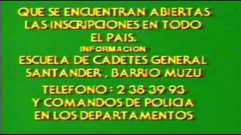 Llamado de la Escuela de cadetes de Policía General Santander - RCN Televisión - Colombia (1987)