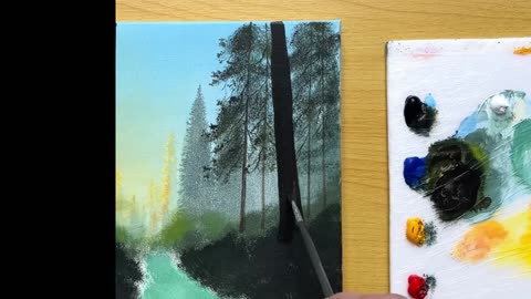 How to Paint a Morning Forest / Acrylic Painting TUTORIAL