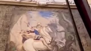 Newly discovered artwork in Italy of St George slaying a dragon
