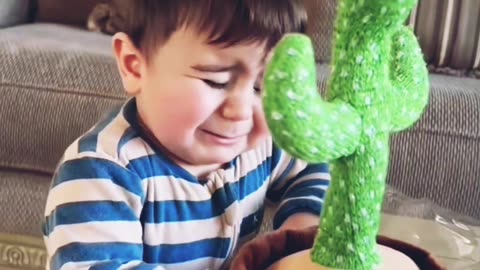 Baby with cactus 🌵 Funny moments