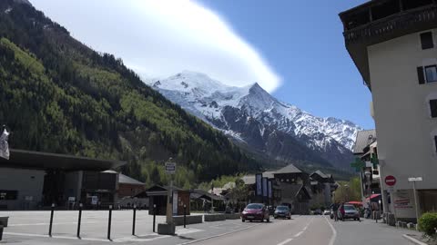 France Street In Chamonix With Mont Blanc