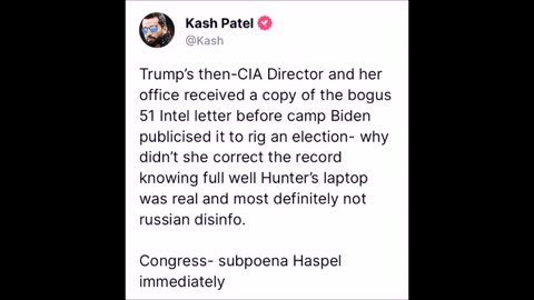 Kash Patel - Subpoena Haspel