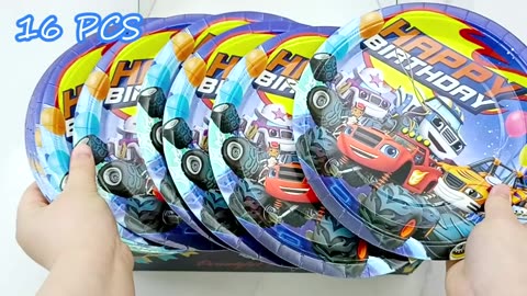 Monster Truck Party Supplies,140pcs, Plates and Napkins Table Cloth Backdrop Balloons for Kids
