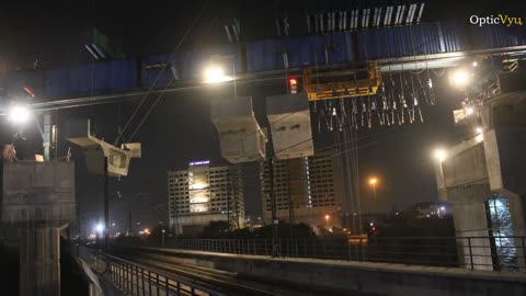 NCRTC New Ashok Nagar Metro Bridge Construction Progress Time Lapse OpticVyu