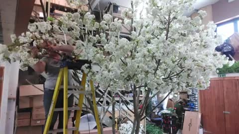 Building a 3.8 metre artificial cherry blossom tree
