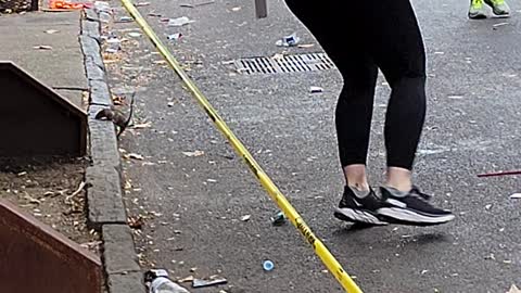 Rat Chases Woman at NYC Marathon