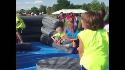 Boy fails at obstacle course