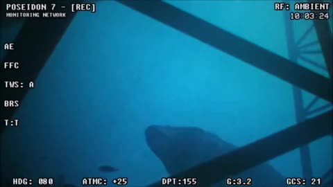 THOUGHT TO BE EXTINCT - MOSASAURUS CAUGHT ON AN UNDERWATER SECURITY CAMERA BENEATH AN OIL RIG