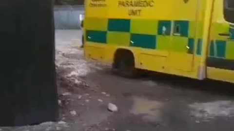 Newtownmountkennedy migrant centre once again has ambulances.