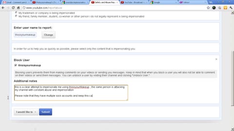 i try to report abuse and troling on Youtube