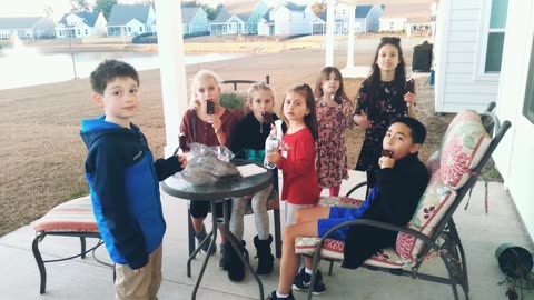 Ice Cream with my friends in the back porch.