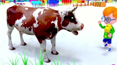 BABY CATCHING WILD COW _ Animals Cartoon for Kids _ Pretend