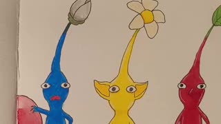 Pikmin Art 3 Ways (Marker, Pencil and Paint!)