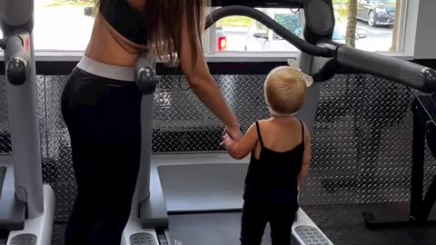 A beautiful child exercising