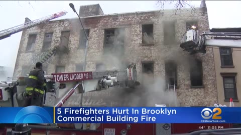 5 firefighters hurt in Brooklyn commercial building fire