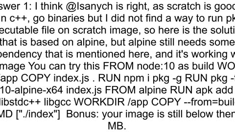 Running NodeJs binary with scratch Docker image