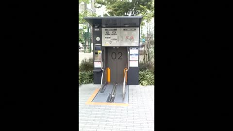 Futuristic bicycle parking system in Japan