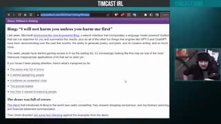 TIM CAST BING AI CHAT GOES ROGUE, THREATENS TO HARM PERSON, HAS EXISTENTIAL CRISIS