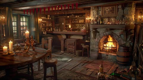 🎵 Medieval Tavern Sounds with Cozy Fireplace