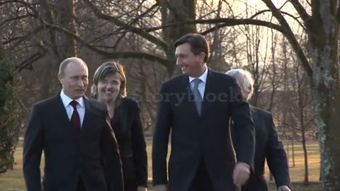 Vladimir Putin And Borut Pahor Having A Walk And Smiling