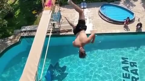 Must Watch! Best reverse jump from pool😍