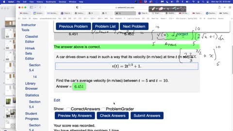 MAT 265 Mon Apr 25: Examples Derivs of Integrals; Ave Value