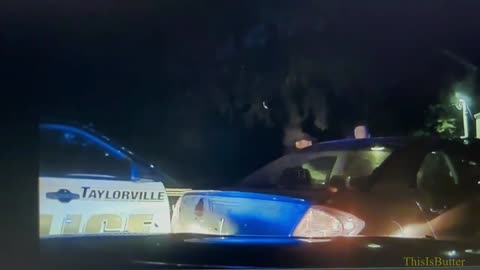 Dashcam video of man taking off from traffic stop with Taylorville police officer in car