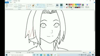 Drawing Sakura from the anime Naruto in Paint