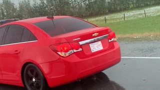 Cars Hit by Hailstorm on Canada Highway