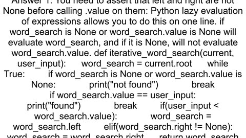 Binary Search tree python Iterative search