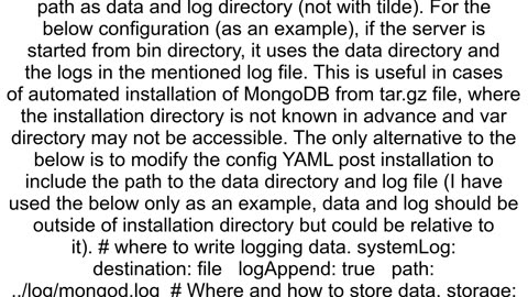 How do I specify a relative db path for storing mongodb39s data