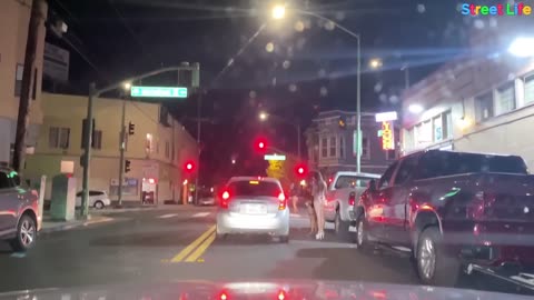 Nightlife in the San Francisco area! Driving on the streets