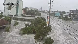 Time lapse Video of storm surge rushing into Fort Myers Florida