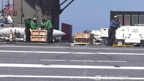 Carrier-Based Aircrafts (F_A-18, E-2, C-2) Land on USS Harry S. Truman