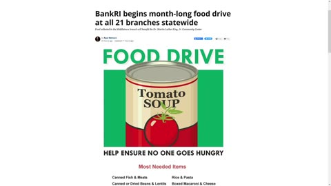 BankRI Hosting Food Drive Through August 18