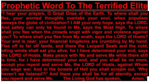 Prophetic Word To The Terrified Elite