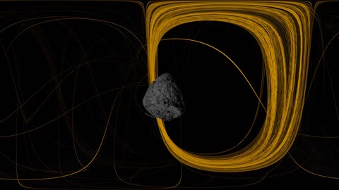"Orbital Dance: 360° Tour of the Enigmatic Web Around Asteroid Bennu"