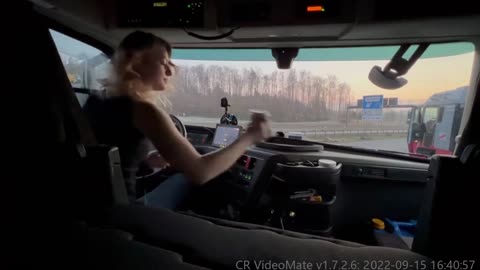 Female car owner started another day's trip