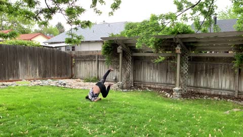 Attempting a Roundoff Backflip on Wet Grass Slipped and Landed on His Back