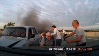 Amazing Rescue From a Burning Car