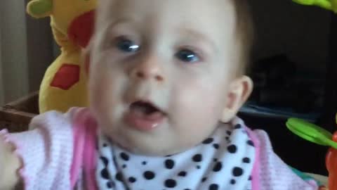 Cute baby imitates mom's noises