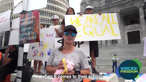 Peaceful Protest in Wellington - Mum on kids school and sport
