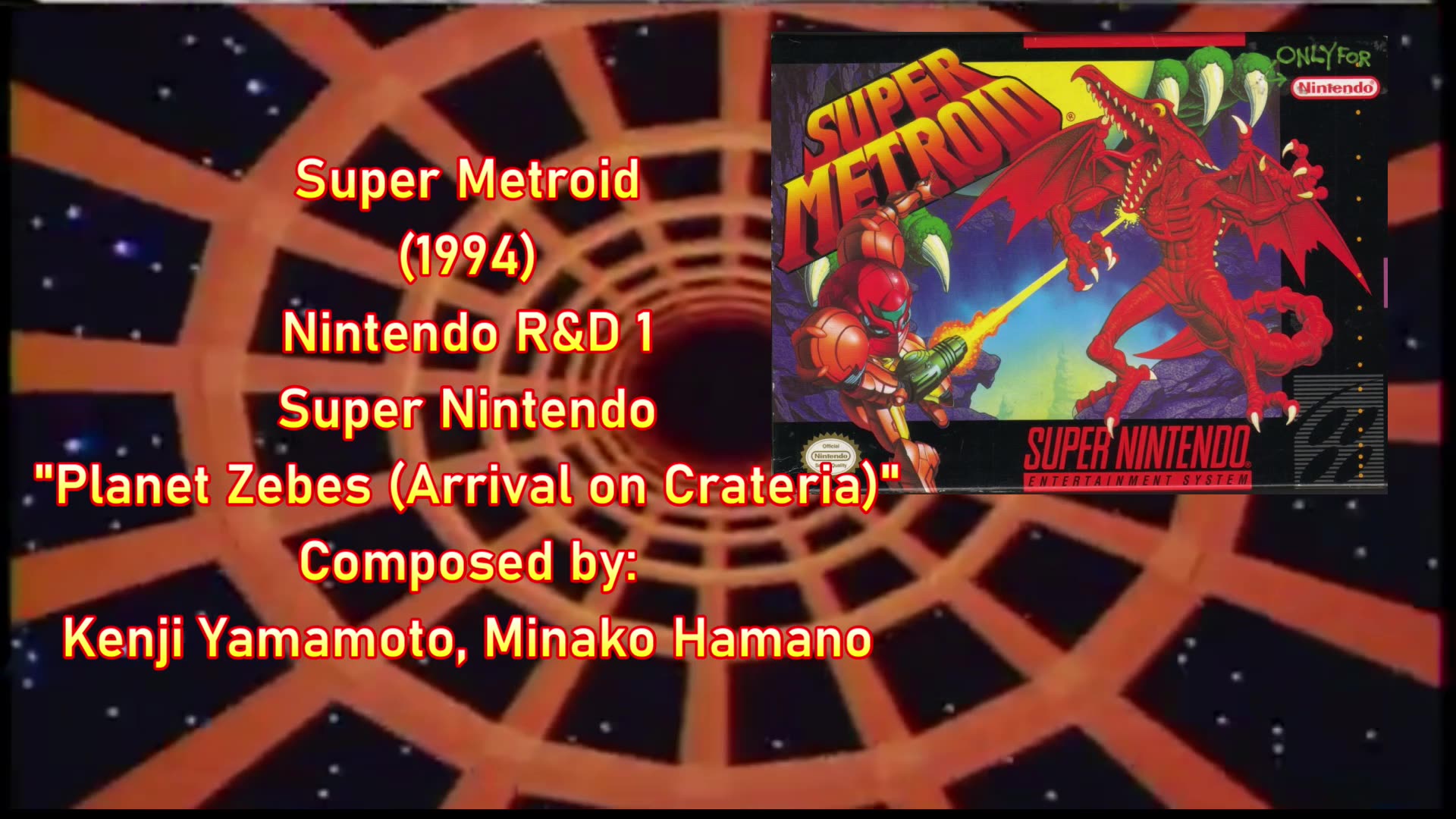 Planet Zebes (Arrival on Crateria) - Super Metroid [SNES, Nintendo, 1994]