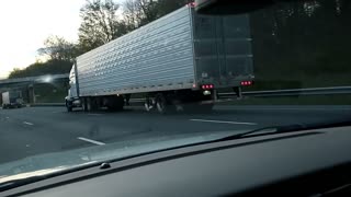 Semi on Highway with Trailer Tire Missing!