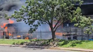 up close video of fire in pinetown