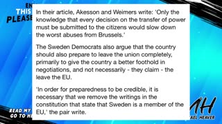 Swedish EU Exit Plan STUNS Brussels