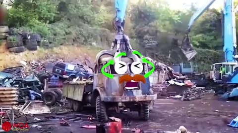 Amazing Powerful Excavator Destroys Car Funny Videos