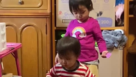 This is how my little girl taking care her cousin brother 😍